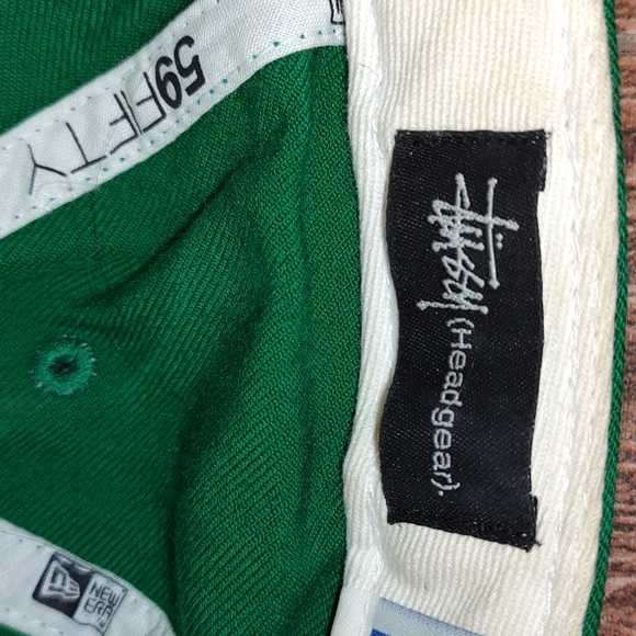 New Era 59Fifty Stussy Embroidered Logo Green Fitted Hat Vintage - Picture 10 of 11
